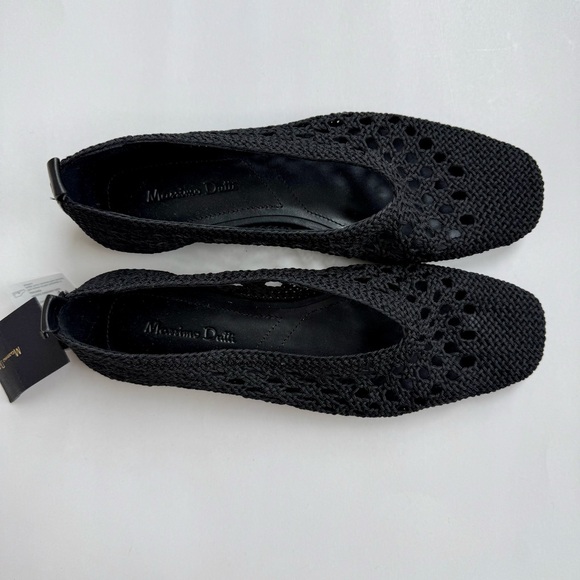 NWT Massimo Dutti Black Woven Flats - Picture 2 of 3